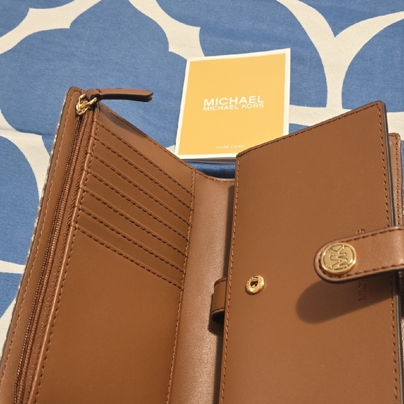 Michael Kors Tan and Brown Logo Wristlet - Picture 2 of 4